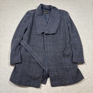 Banana Republic Women's Sz 8 Blue Wool Wrap Blazer Belted Minimalist